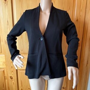 Eileen Fisher Jacket Black PP Tencel Minimalist One Button Lagenlook Career